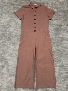 Roolee Mauve Button-Front Short Sleeve Jumpsuit